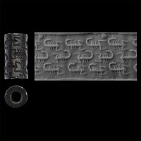 Syrian Hematite Cylinder Seal with Scorpions