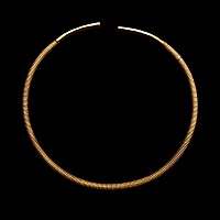 Thracian Gold Clad Ribbed Torc with Decorated Terminals