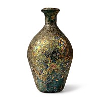 Large Roman Green Glass Flask with Iridescence