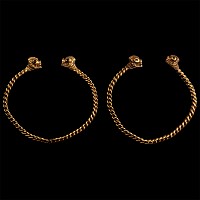 Northern Thai Gold Dragon-Headed Bracelets with Rubies and Sapphires