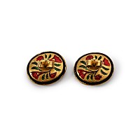 Large Indian Diamond Earrings with Enamel