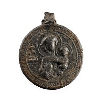 Byzantine Lead Pendant with Virgin and Child