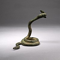 Greek Bronze Statuette of a Coiled Rearing Snake