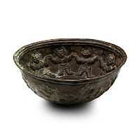 Western Asiatic Bronze Bowl with Dancing Figures