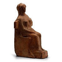 Greek Terracotta Figure of a Seated Goddess