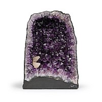 Cathedral Geode Half with Amethyst and Calcite Crystals