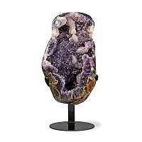 Agatised Amethyst Crystal Geode Section with Polished Exterior
