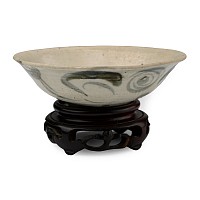 Chinese Blue and White Glazed Bowl with Stand