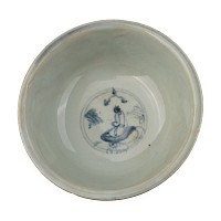 Chinese Blue and White Glazed Bowl with Stand