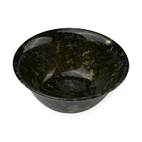 Chinese Carved Mottled Green Stone Bowl