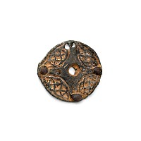 Anglo-Saxon Gilt Bronze Pin Head with Cross