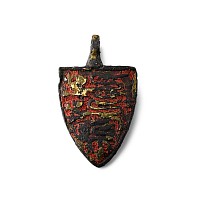 Medieval Knight's Gilt Bronze Royal Heraldic Horse Harness Pendant with Three Lions