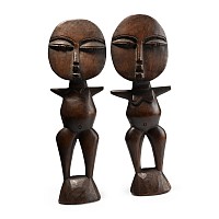 African Wooden 'Akuaba Doll' Wedding Fertility Figure Pair