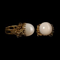 Post Medieval Brass Ring with Chrysoberyl Gemstone