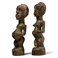 African Bronze Fertility Figure Pair