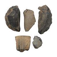 Stone Age Knapped Broken Axe and Flake Collection