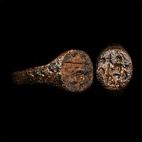Roman Bronze Ring with Mars Holding a Spear