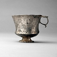 Sogdian Silver Cup with Incised Design