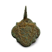 Medieval Gilt Bronze Knight's Heraldic Horse Harness Pendant with Royal Arms