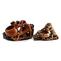 Chinese Carved Soapstone Vase Group