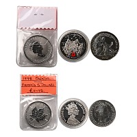 Commonwealth. Group of Three [3] AR Five Pounds and Five Dollar Pieces.