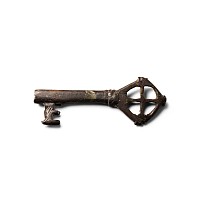 Medieval Bronze Door Key with Lozenge-Shaped Handle