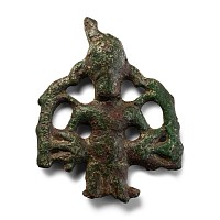 Anglo-Scandinavian Viking Bronze Bound Odin Openwork Stirrup Apex Mount Upper Section