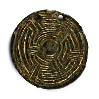 Anglo-Saxon Gilt Bronze Necklace Pendant with Trefoil Design