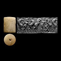 Western Asiatic Stone Cylinder Seal with Contest Scene