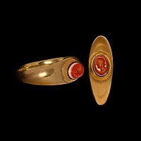 Heavy Roman Style Gold Ring with Gemstone