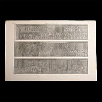 Very Large Egyptian Expedition Lithograph of the Reliefs of the Temple of Medynet-Abou at Thebes