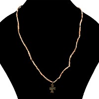 Byzantine Bronze Cross with African Terracotta Bead Necklace
