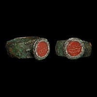 Western Asiatic Bronze Ring with Aramaic Seal Gemstone