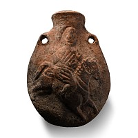Byzantine Ceramic Pilgrim's Flask with Christ and Donkey