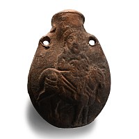 Byzantine Ceramic Pilgrim's Flask with Christ and Donkey