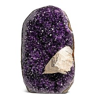 Polished Amethyst Crystal Display with Calcite