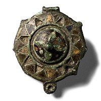 Roman Enamelled Bronze Umbonate Plate Brooch
