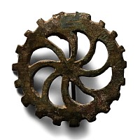 Roman Bronze Sun Wheel Plate Brooch