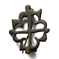 Roman Bronze Axe Wheel Plate Brooch