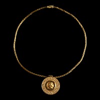 Gold and Diamond Pendant Necklace with Pseudo-Coin