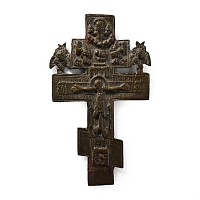 Russian Orthodox Bronze Cross with Prayers