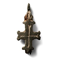 Byzantine Bronze Reliquary Cross Pendant