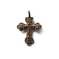 Eastern European Orthodox Bronze Cross Pendant