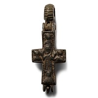 Byzantine Bronze Reliquary Cross Pendant
