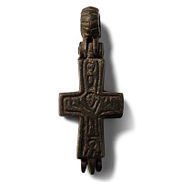 Byzantine Bronze Reliquary Cross Pendant