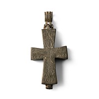 Byzantine Bronze Reliquary Cross Pendant
