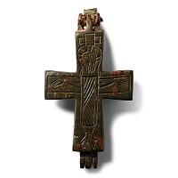 Byzantine Bronze Reliquary Cross Pendant