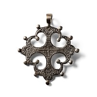 Russian Orthodox White Metal Cross Pendant