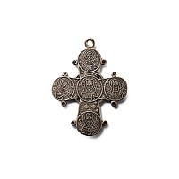 Russian Orthodox White Metal Cross Pendant