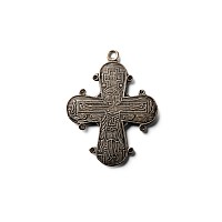 Russian Orthodox White Metal Cross Pendant